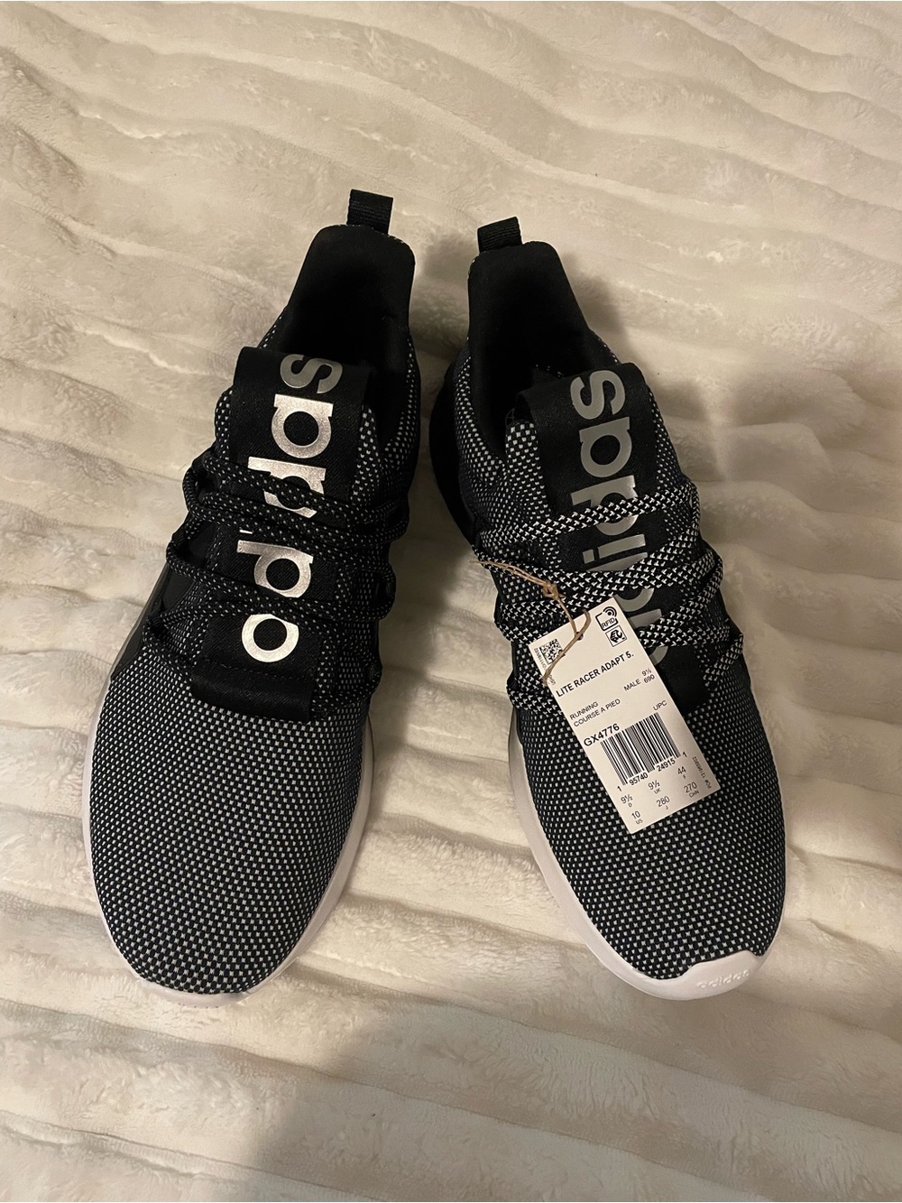 adidas Black and White Knit Lace-Up Sneakers